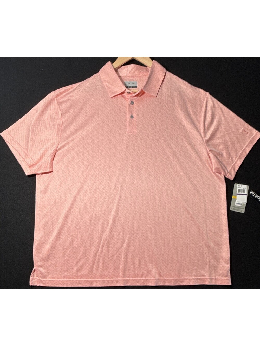 PGA TOUR Men's Pink Herringbone Polo Shirt 2X Big & Tall Short Sleeve